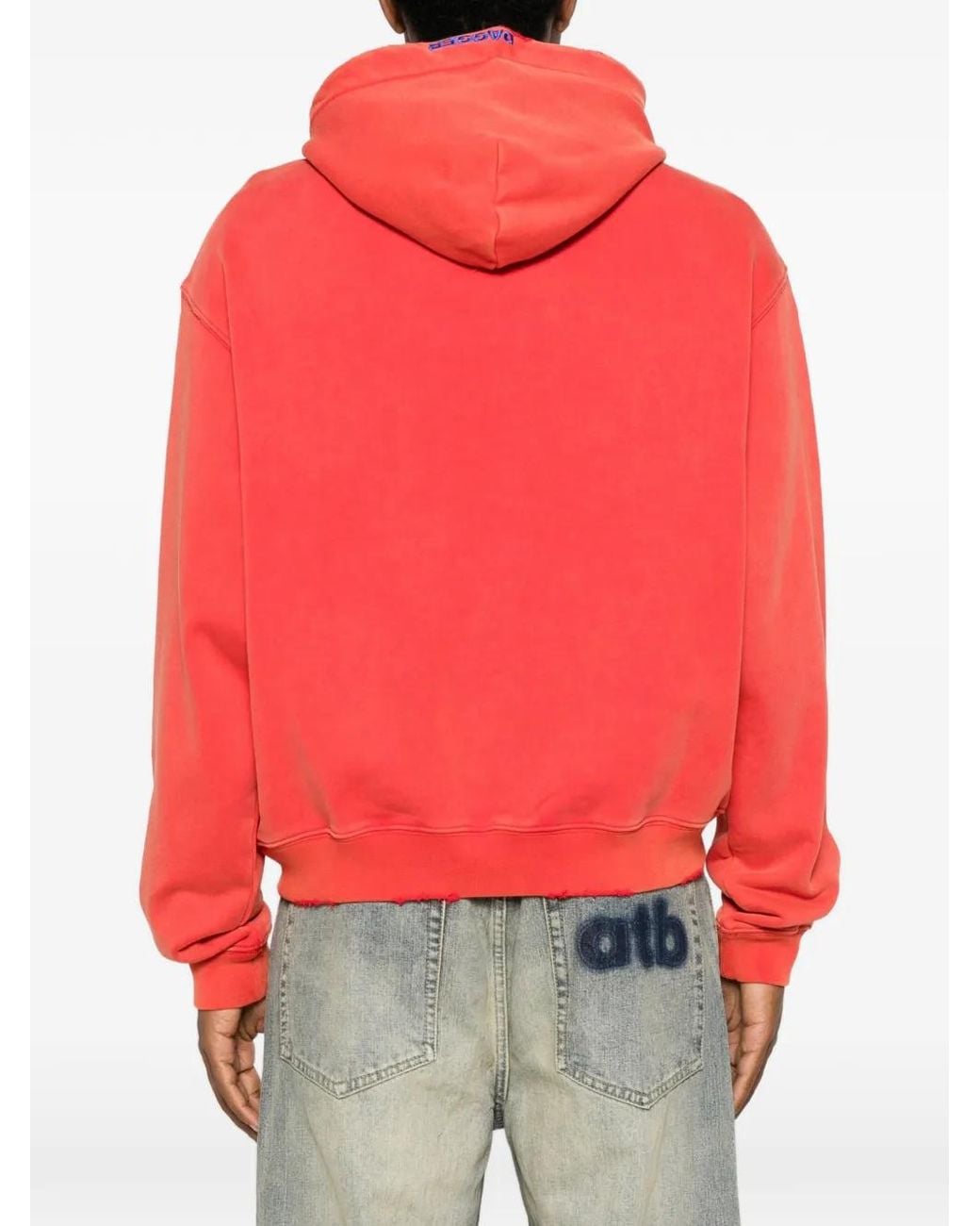 DAGGER Red Slogan-Print Distressed Hoodie for men
