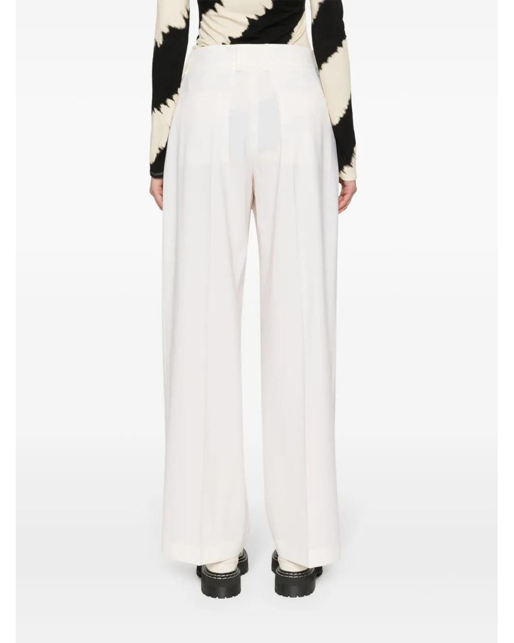 MSGM White High-Waist Tailored Trousers