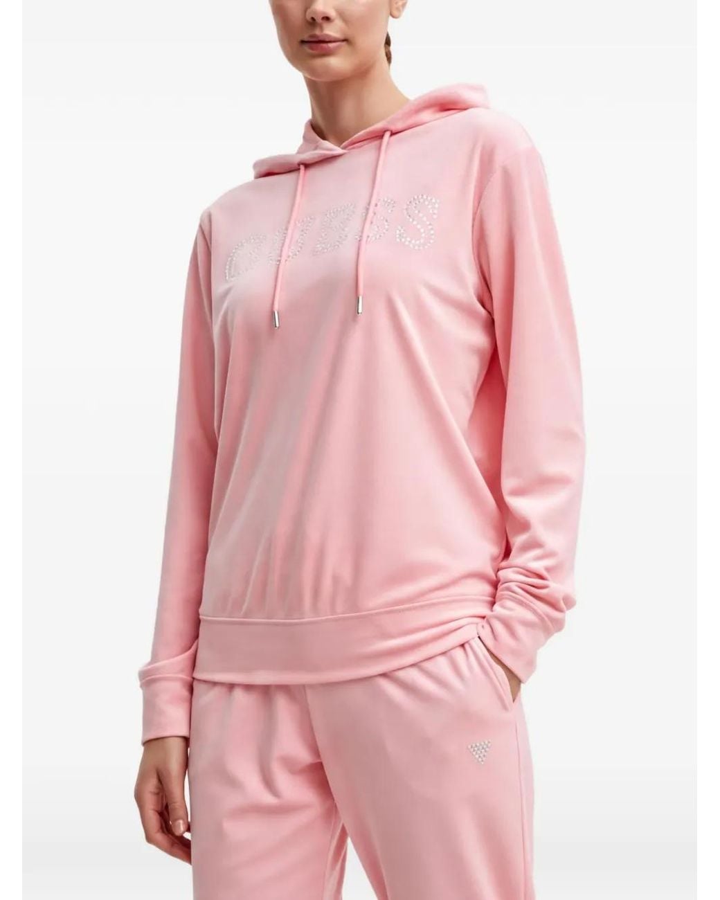 Guess Pink Rhinestone-Embellished Hoodie