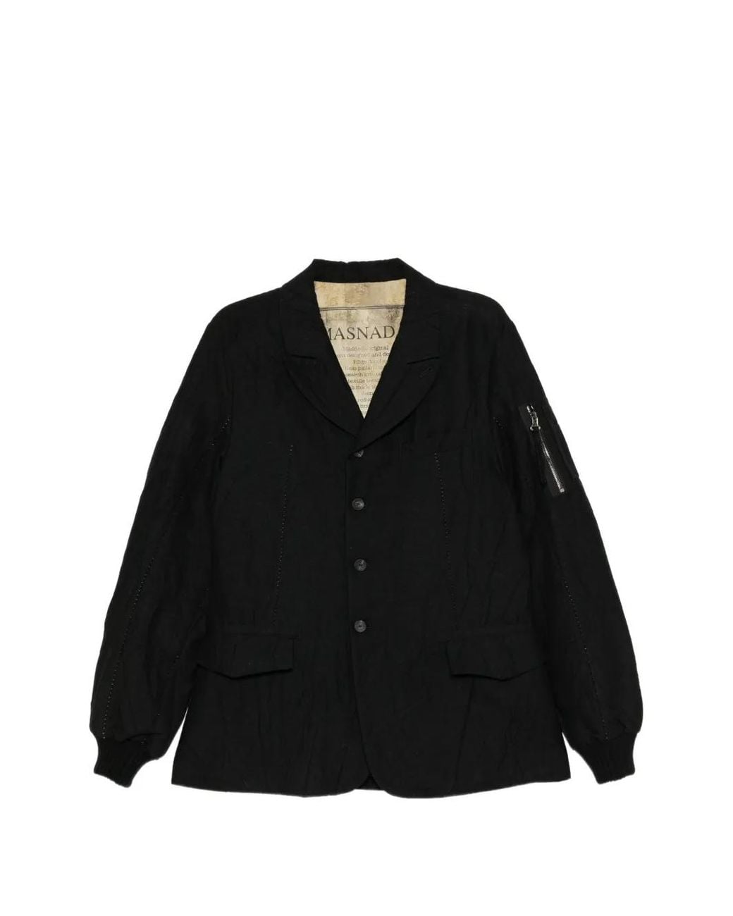 Masnada Black Crinkled-Effect Blazer for men
