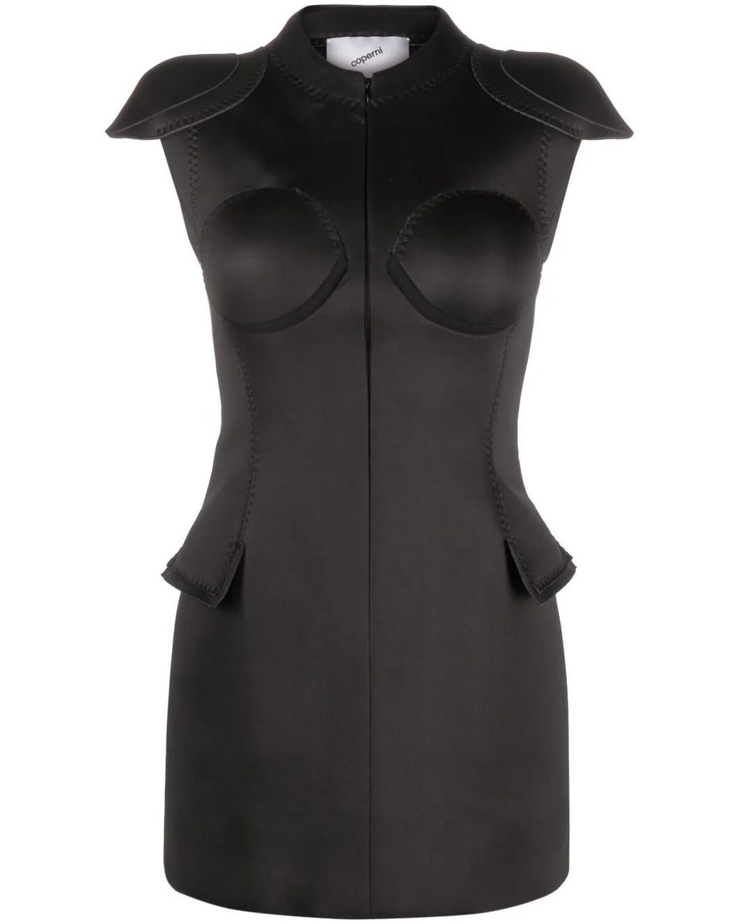 Coperni Black Cup Neoprene Minidress
