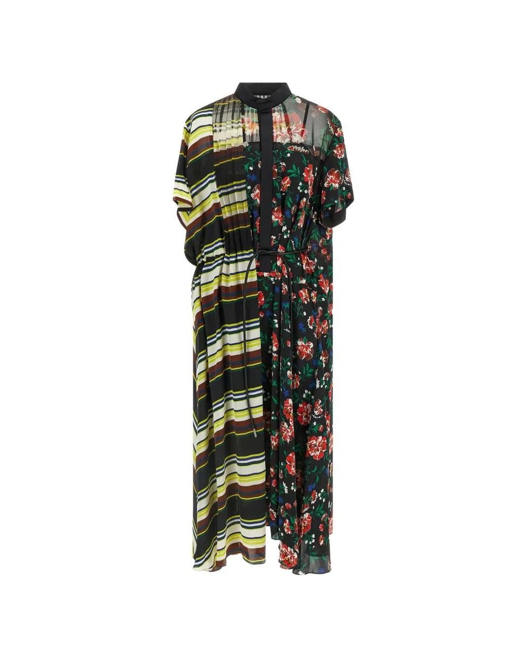 Sacai Green Polo-Collar Dress