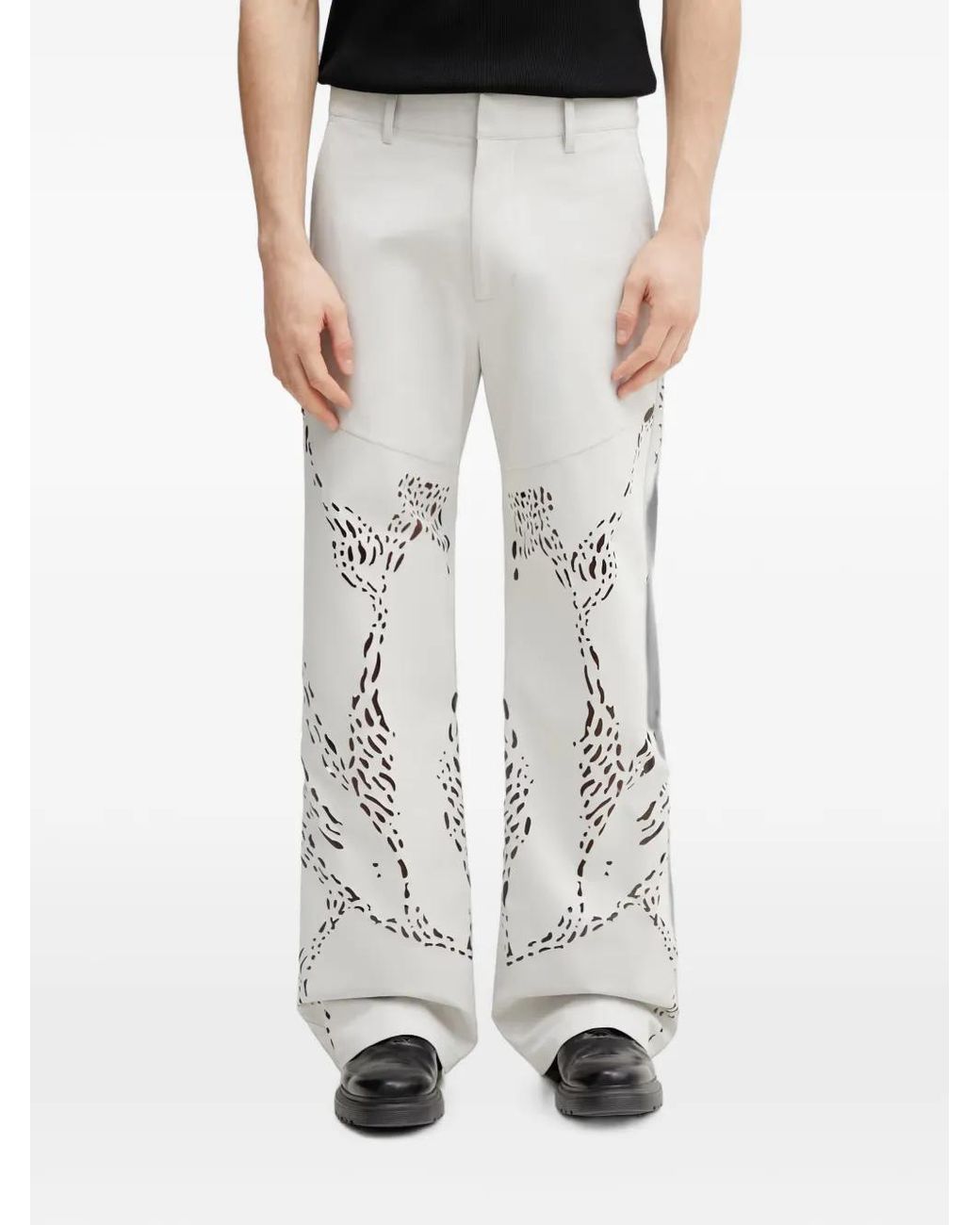 HELIOT EMIL Gray Roan Laser-Cut Trousers for men