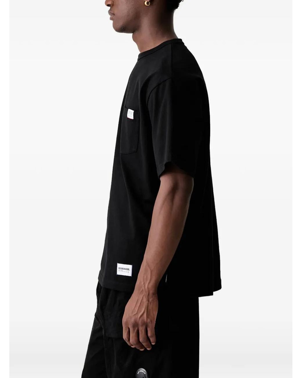 Neighborhood Black Logo-Patch Chest-Pocket T-Shirt for men