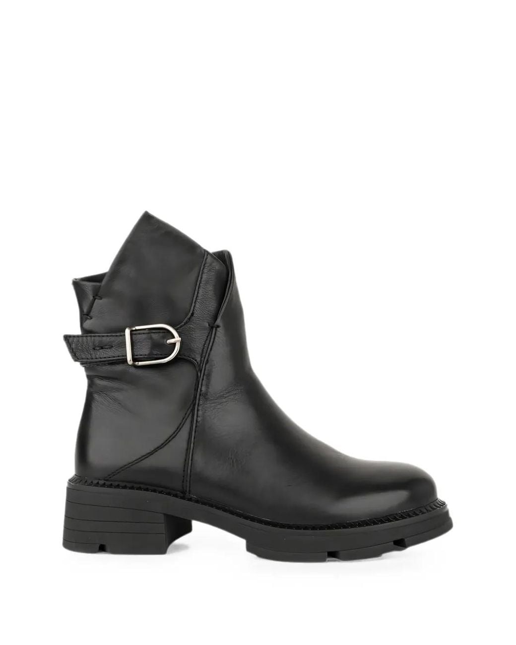 Linda Baumann Black Buckle-Detail Zip-Fastening Ankle Boots