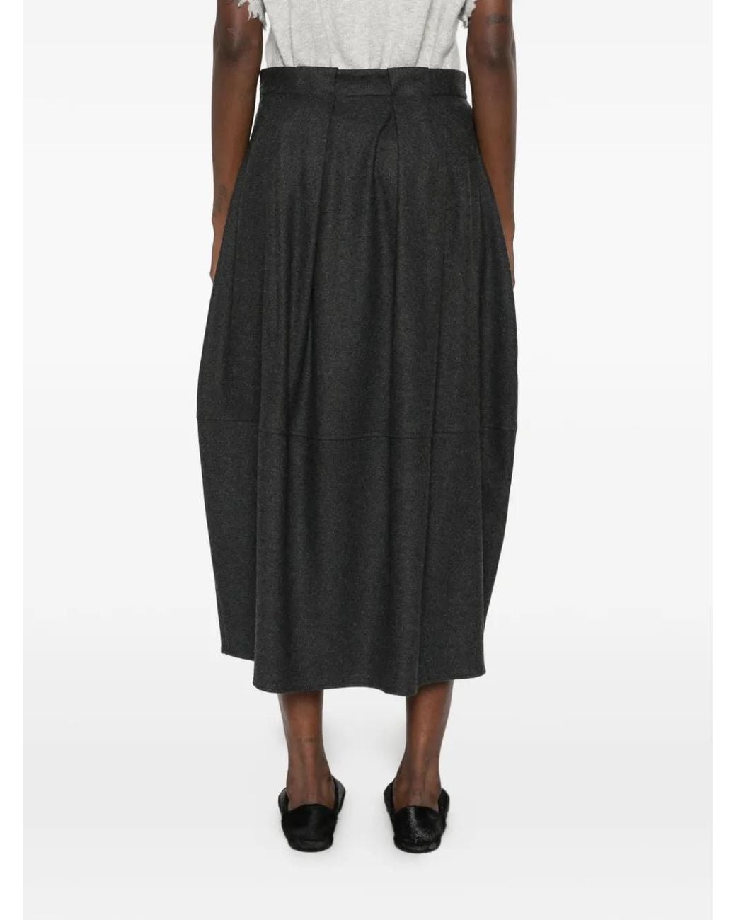 Antonelli Black Pleated-Detail Maxi Skirt
