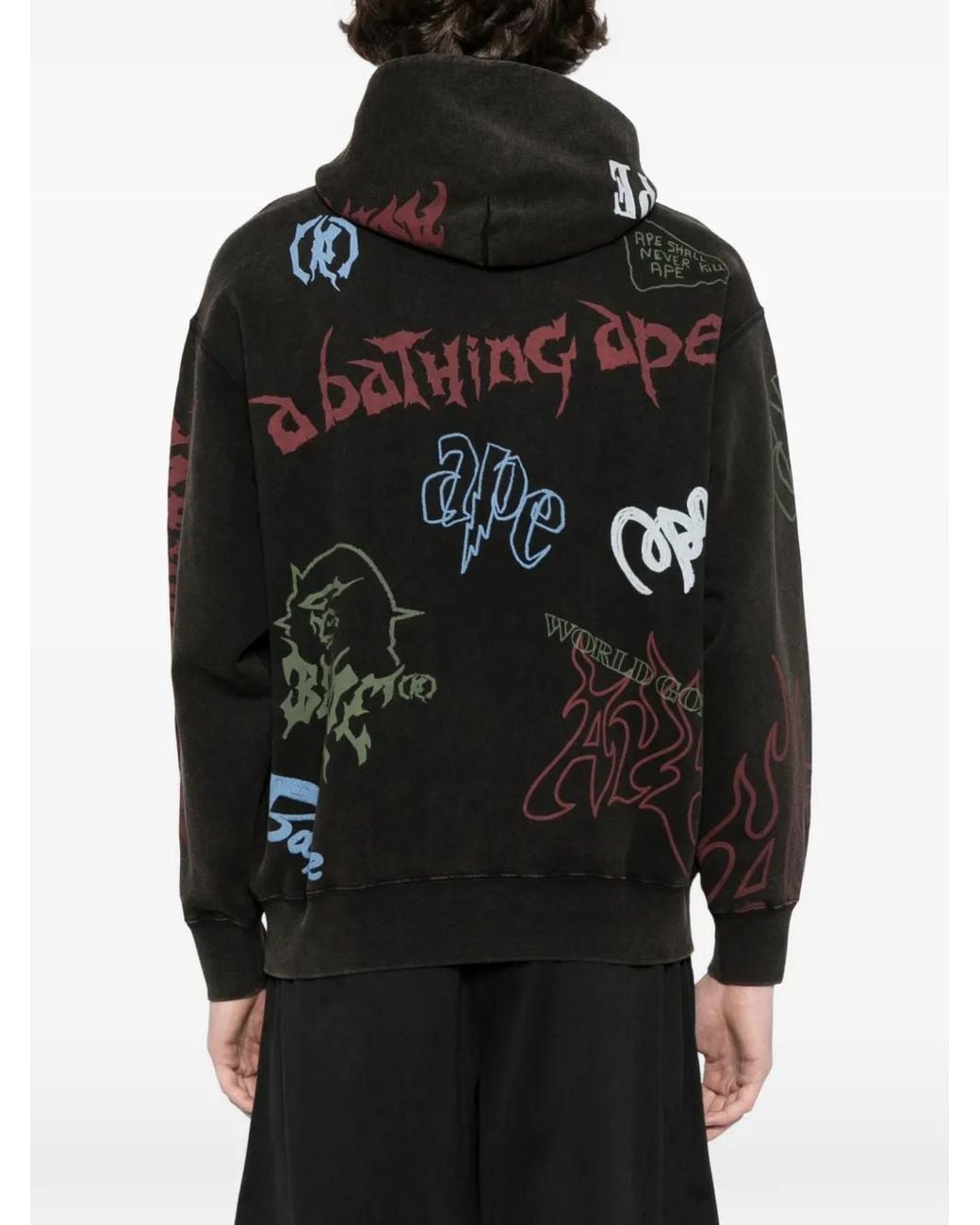 A Bathing Ape Black Logo-Print Hoodie for men