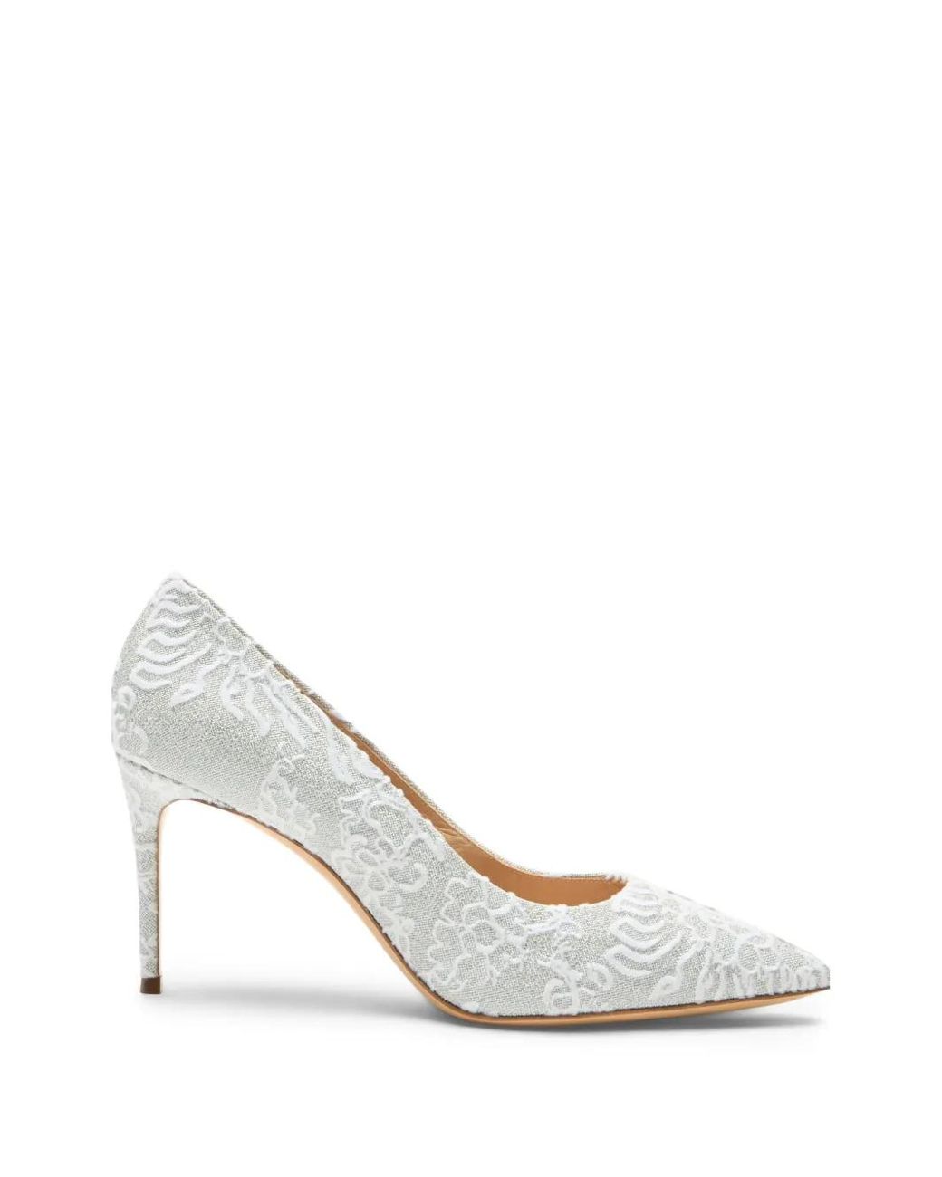 Casadei White Julia Rigel Floral-Flock Pumps
