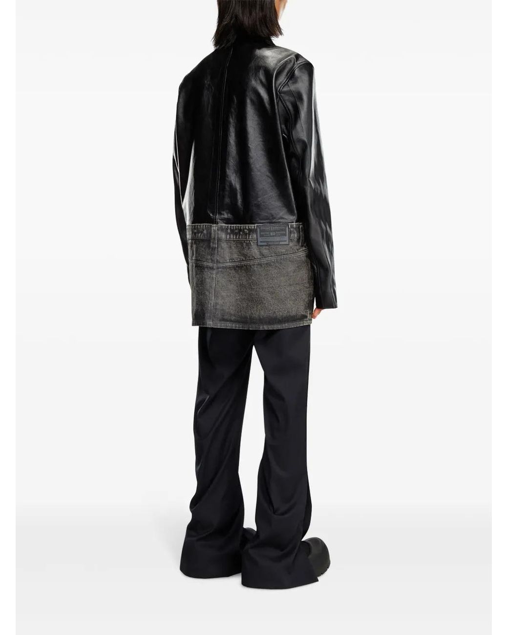 DIESEL Black L-Bretch Leather Jacket for men