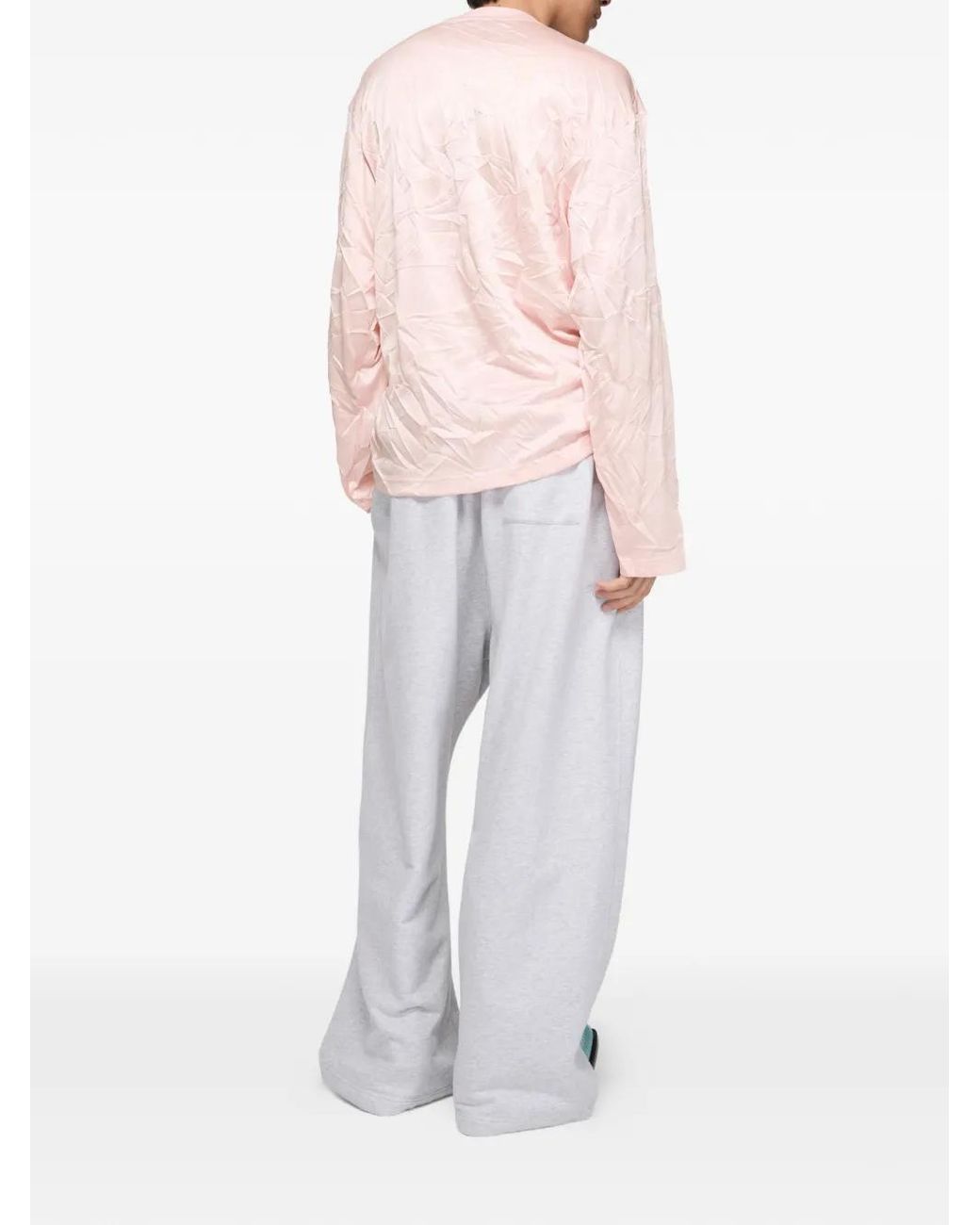 Acne Pink Crinkled Graphic T-Shirt
