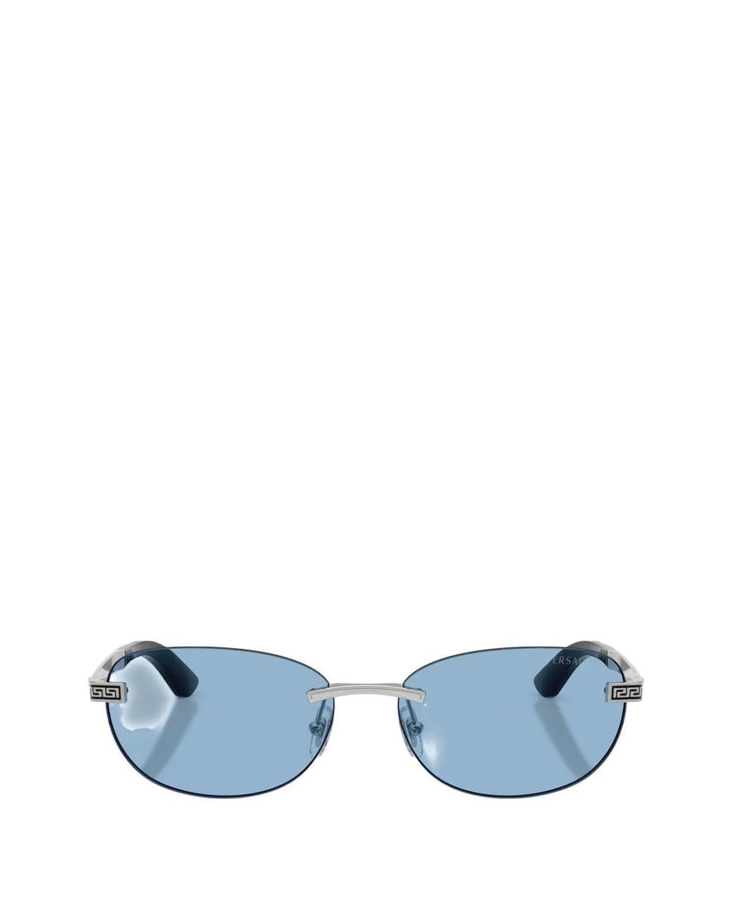 Versace Blue Greca Oval-Frame Sunglasses