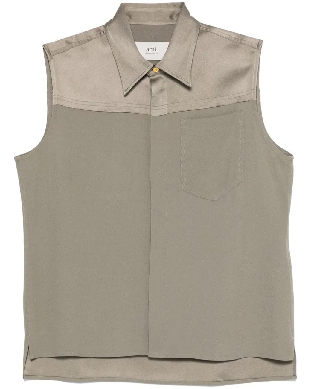 AMI Gray Satin Blouse