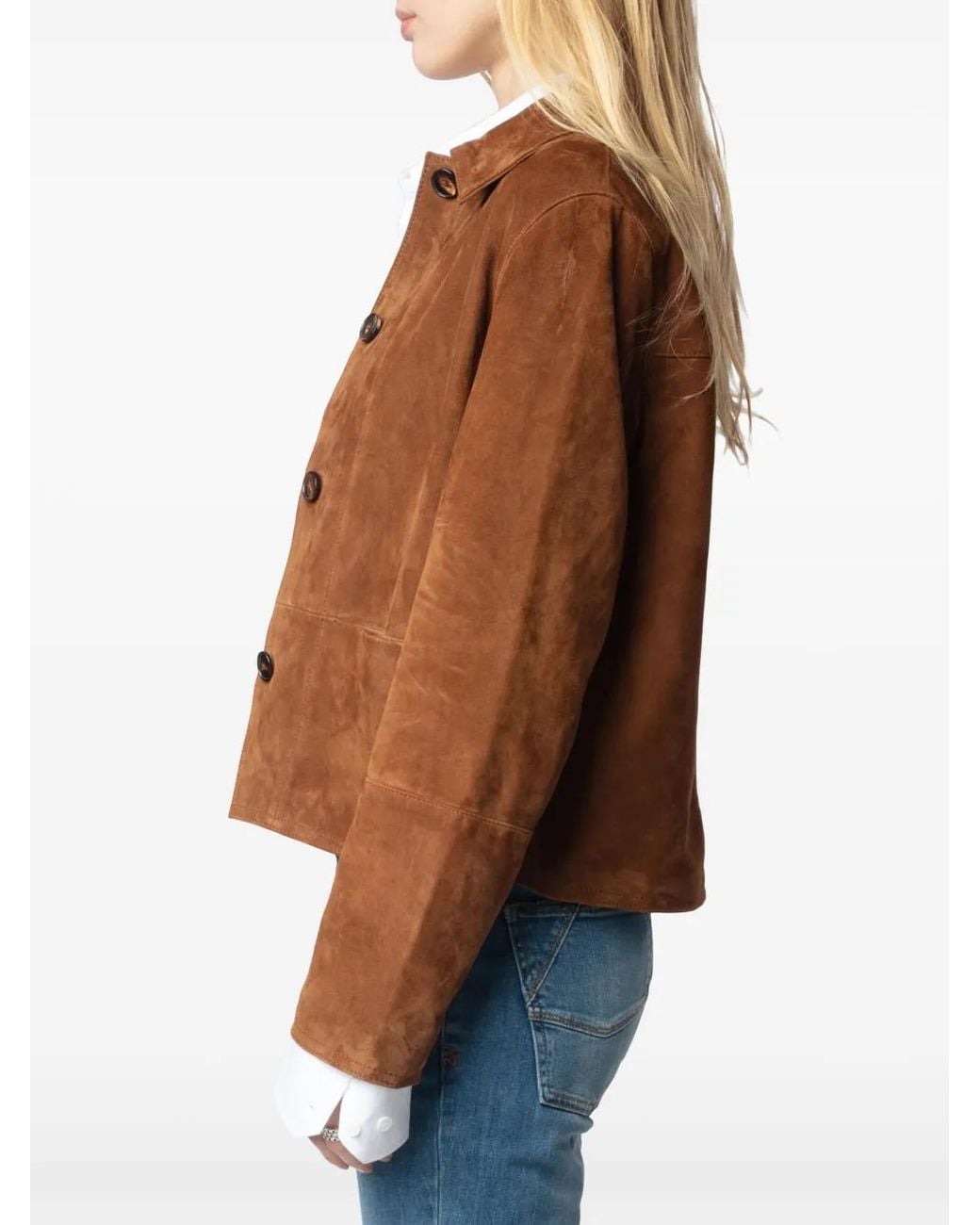 Zadig & Voltaire Brown Lessa Jacket 100% Suede Leather