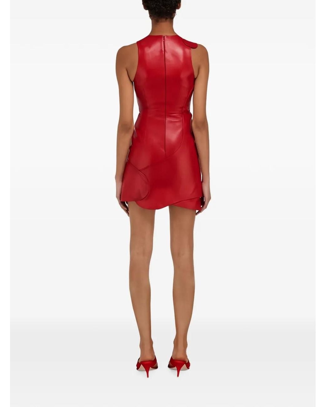 Ferragamo Leren Mini-Jurk in het Red