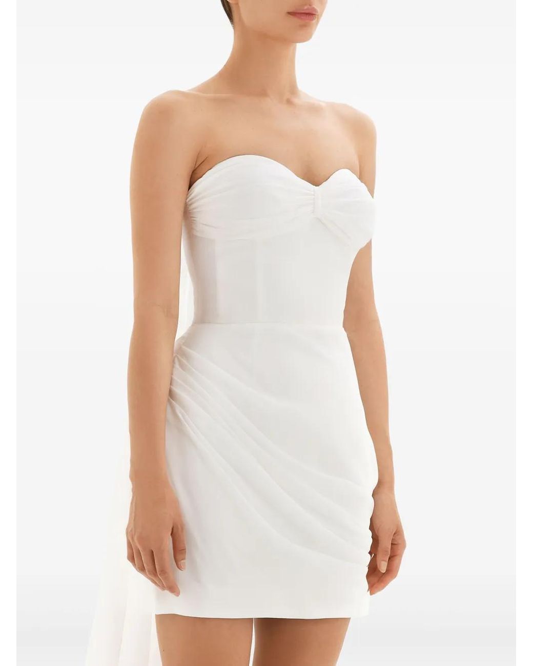 POST MERIDIEM White Corset Draped Mini Dress