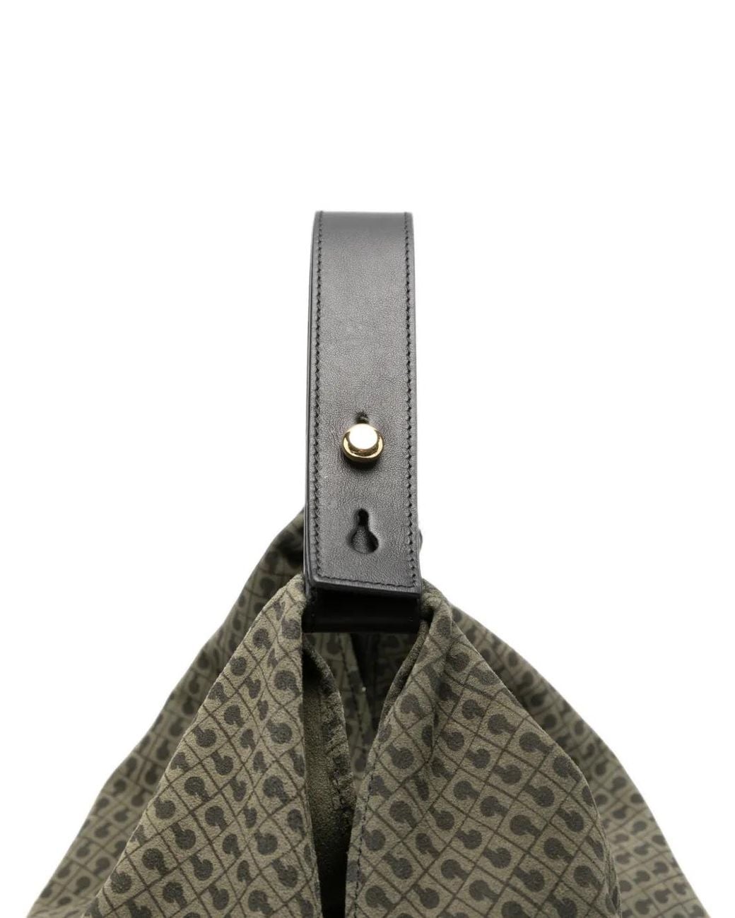 Gherardini Green Monogram-Print Leather Shoulder Bag