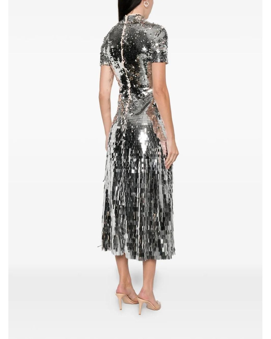 Self-Portrait Gray Sequin Midi Dress
