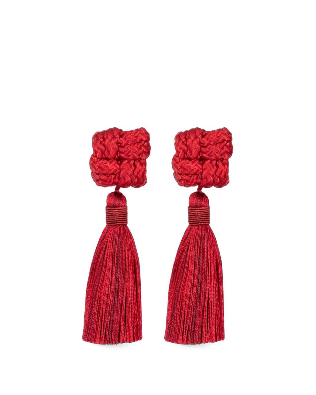 Jennifer Behr Red Carmella Tassel Earrings
