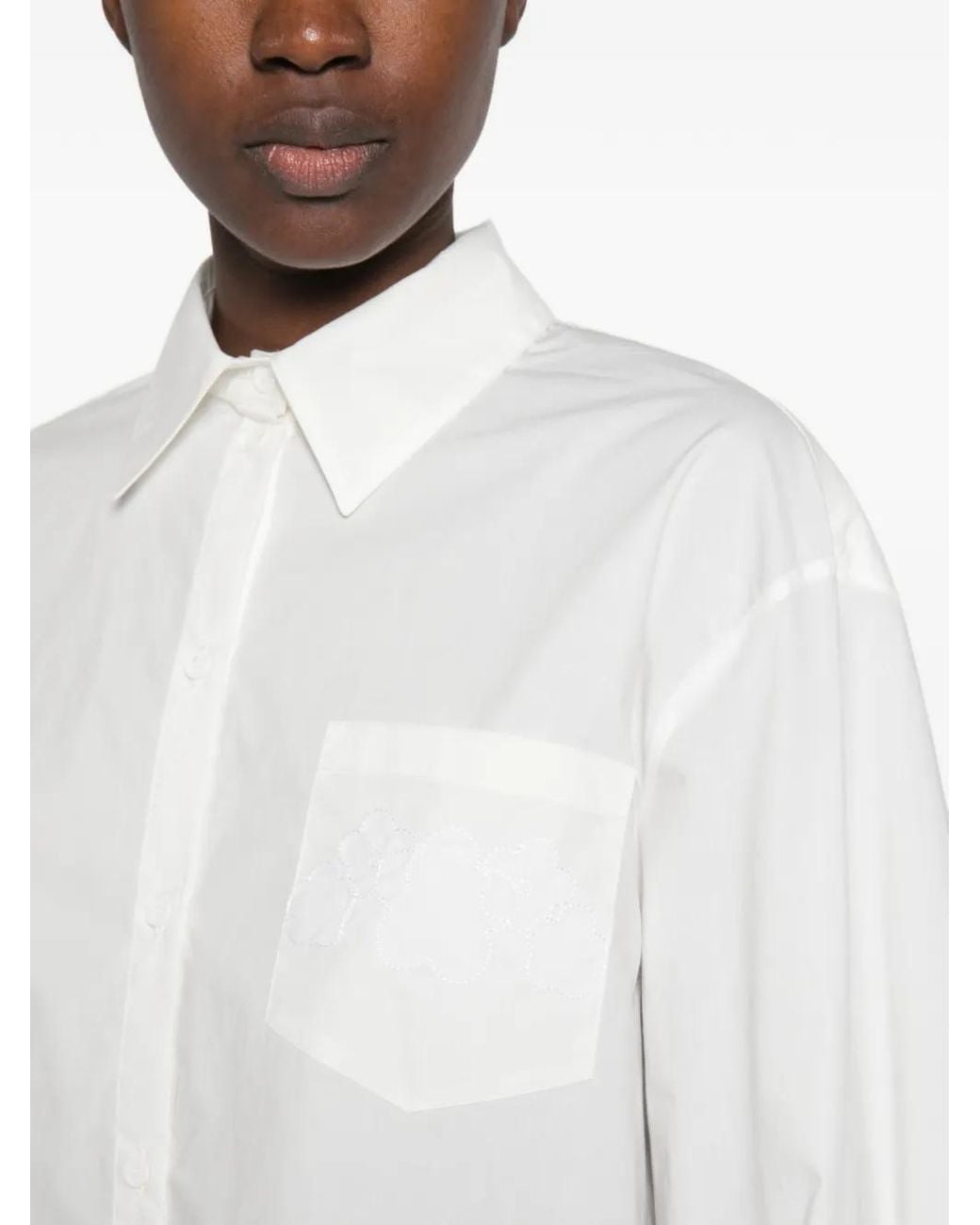 CECILIE BAHNSEN White Frina Bow-Detail Embroidered Shirt