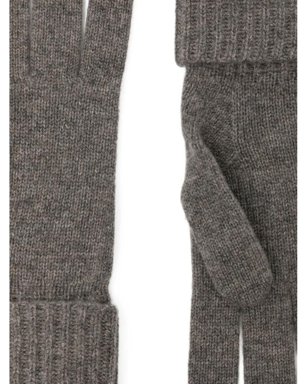 N.Peal Cashmere Gray Ribbed-Cuff Gloves