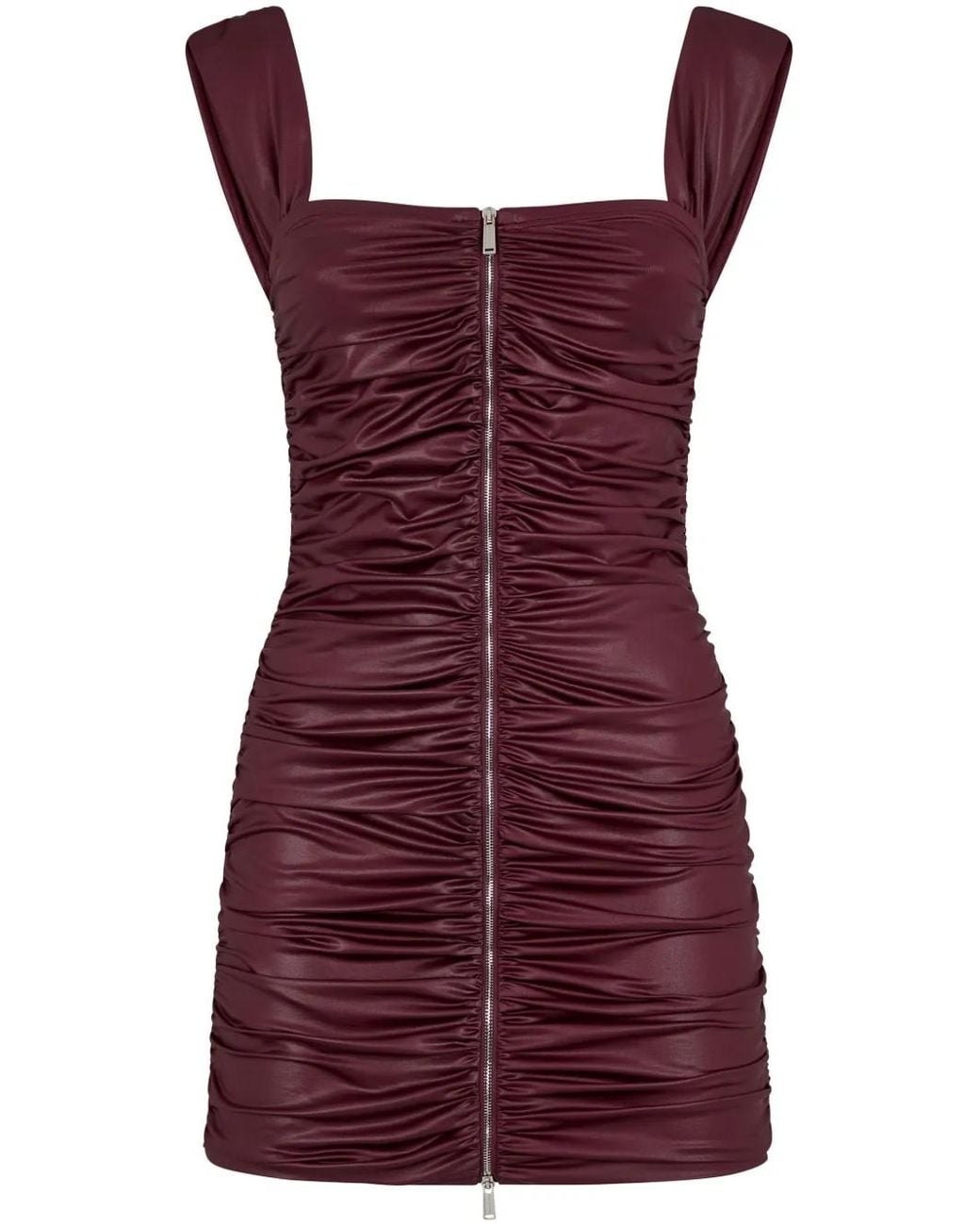 DSquared² Red Ruched Zip-Up Minidress