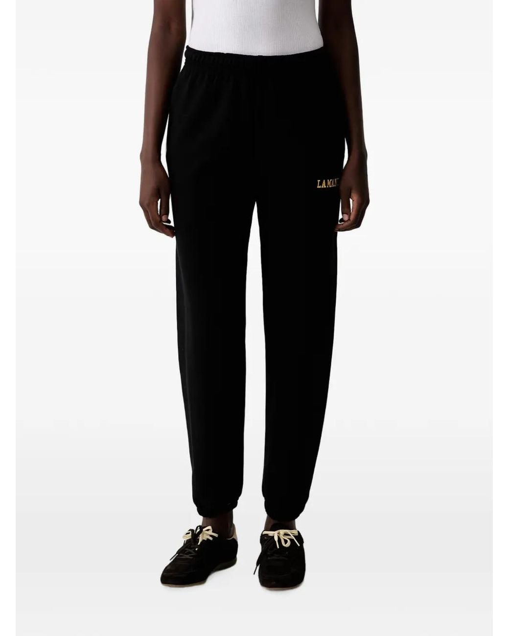 La Mania Black Grant Logo-Embroidered Elasticated Track Pants