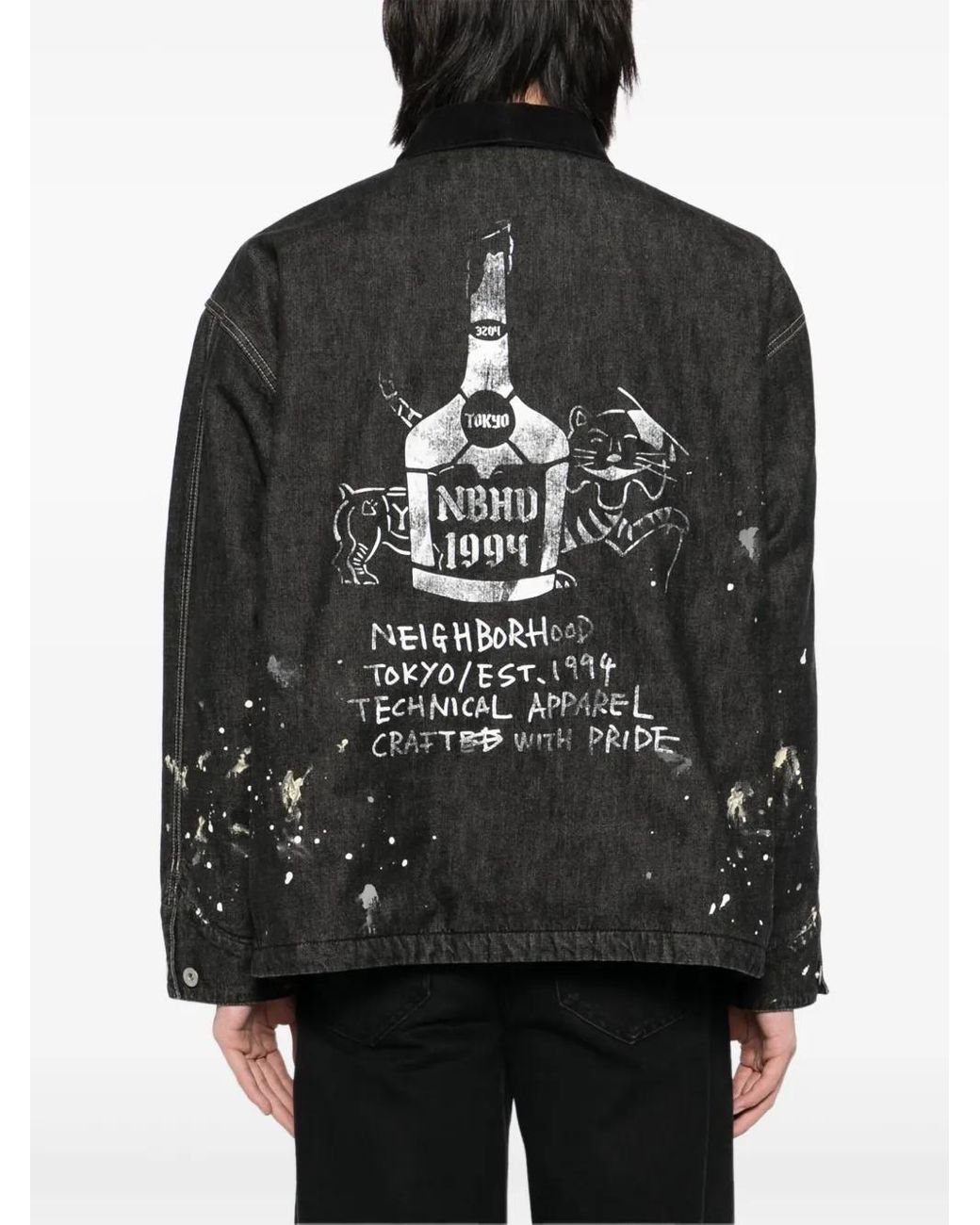 Neighborhood Black Corduroy-Collar Washed-Coverall Jacket for men