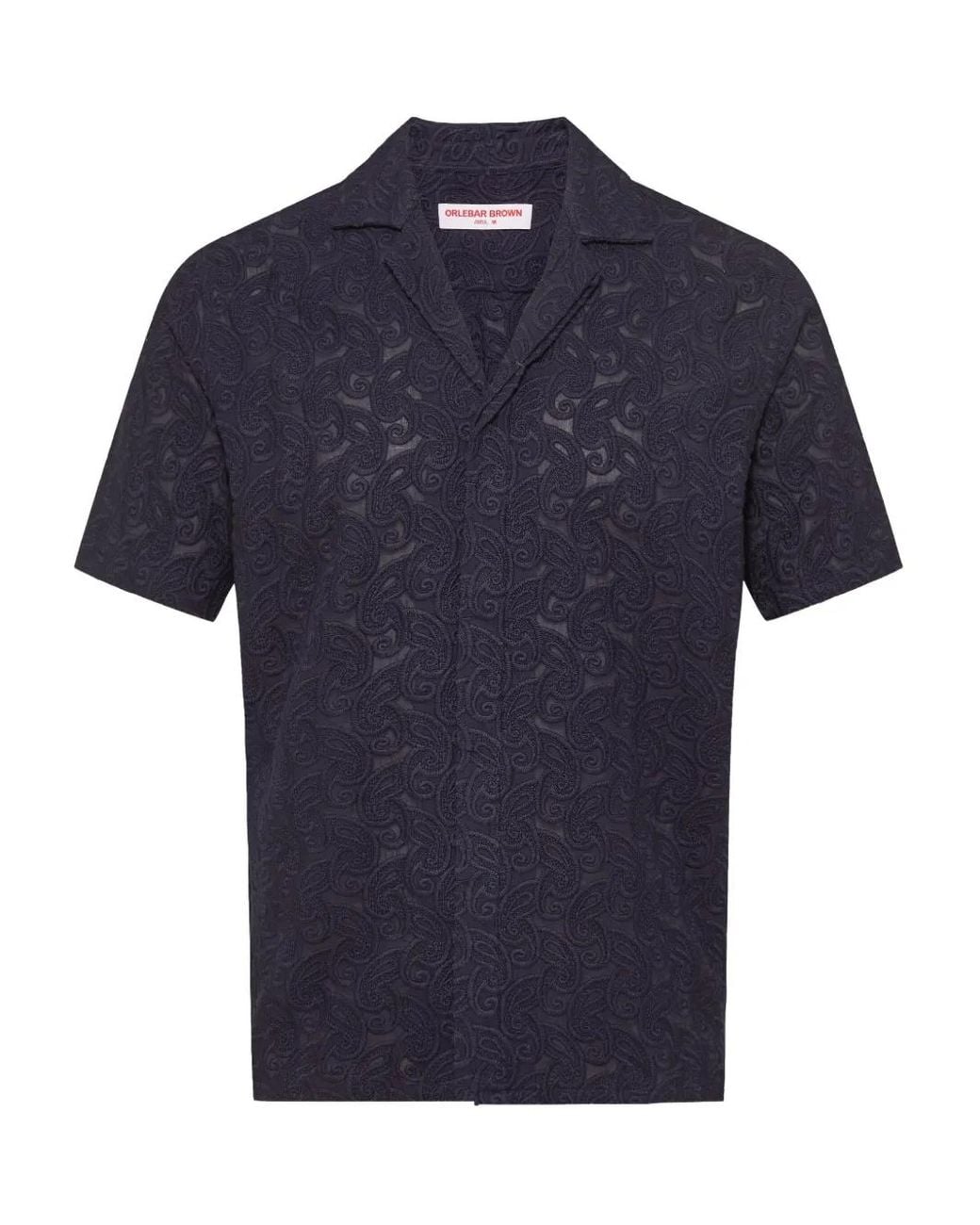 Orlebar Brown Blue Embroidered-Details Short-Sleeve Shirt for men