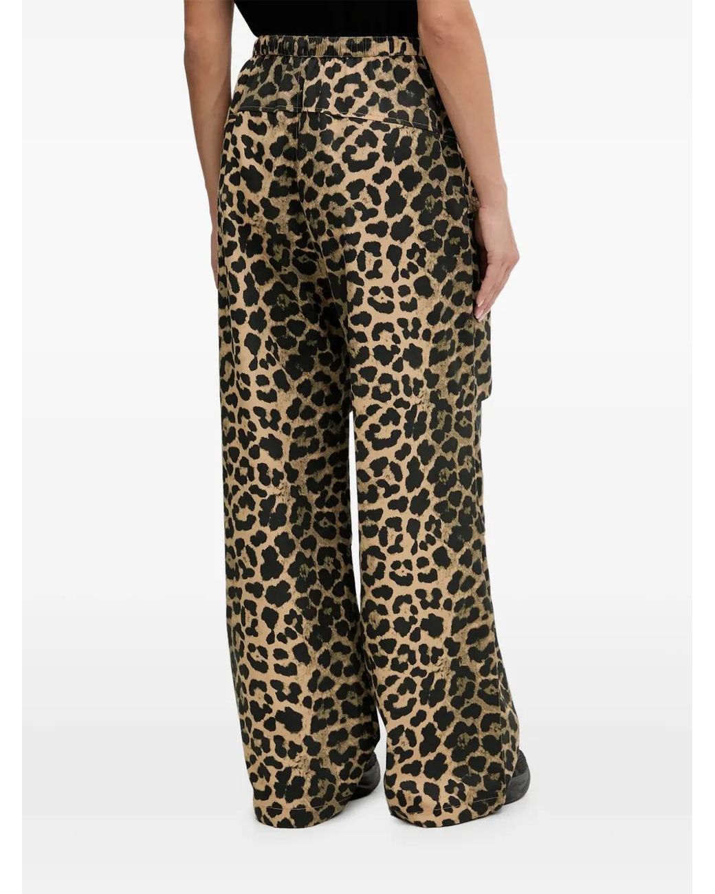 P.E Nation Black Discovery Leopard-Print Trousers