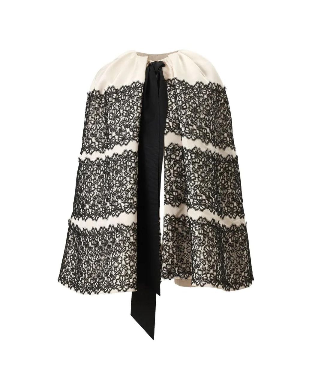 Carolina Herrera Natural Cape Bordée De Dentelle