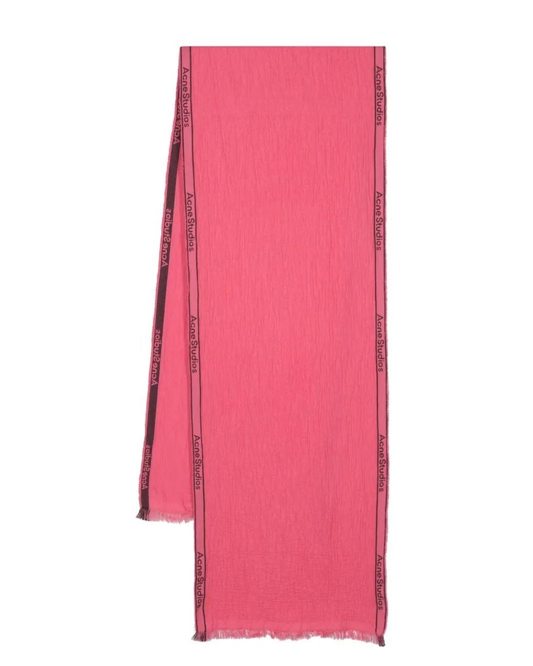 Acne Pink Jacquard-Logo Seersucker Scarf