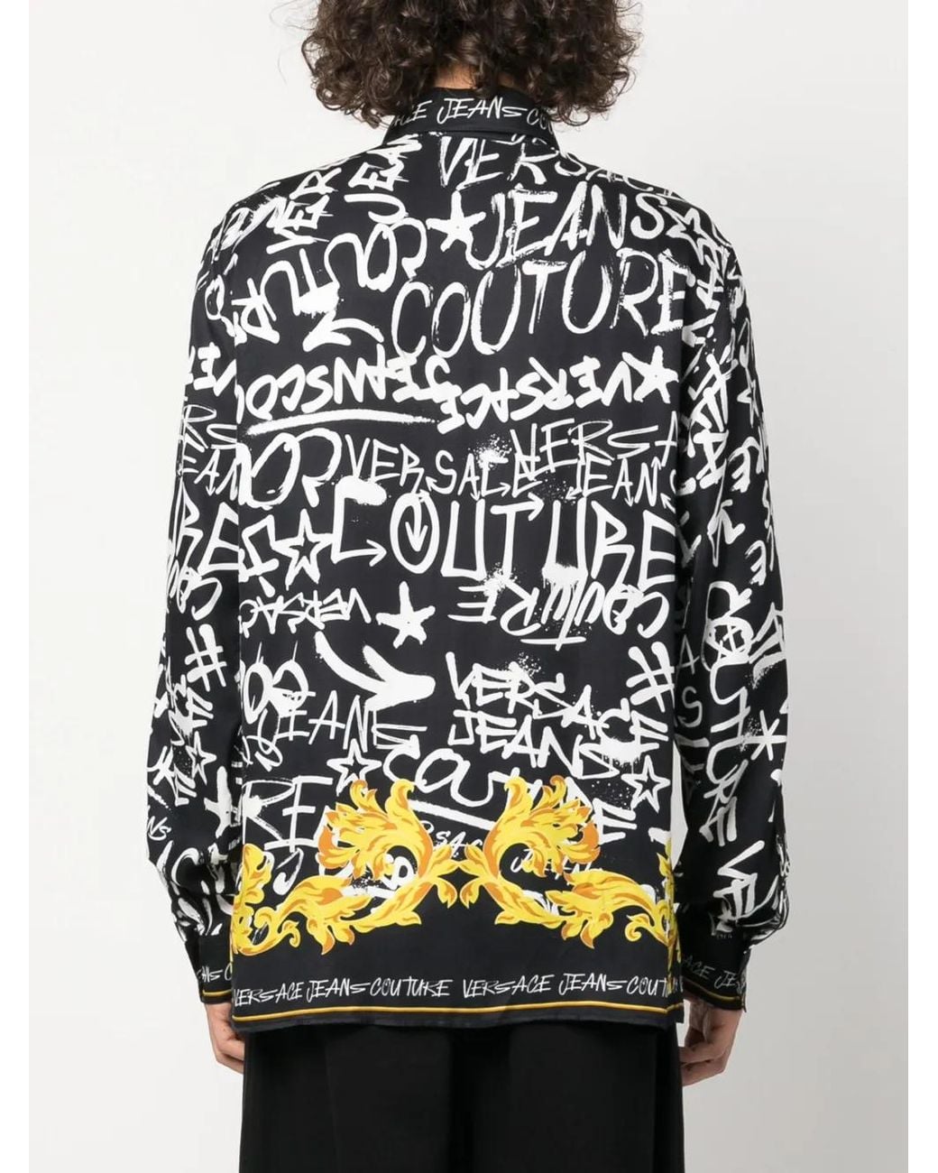 Logo-Print Long-Sleeve Shirt di Versace Jeans Couture in Multicolor da Uomo