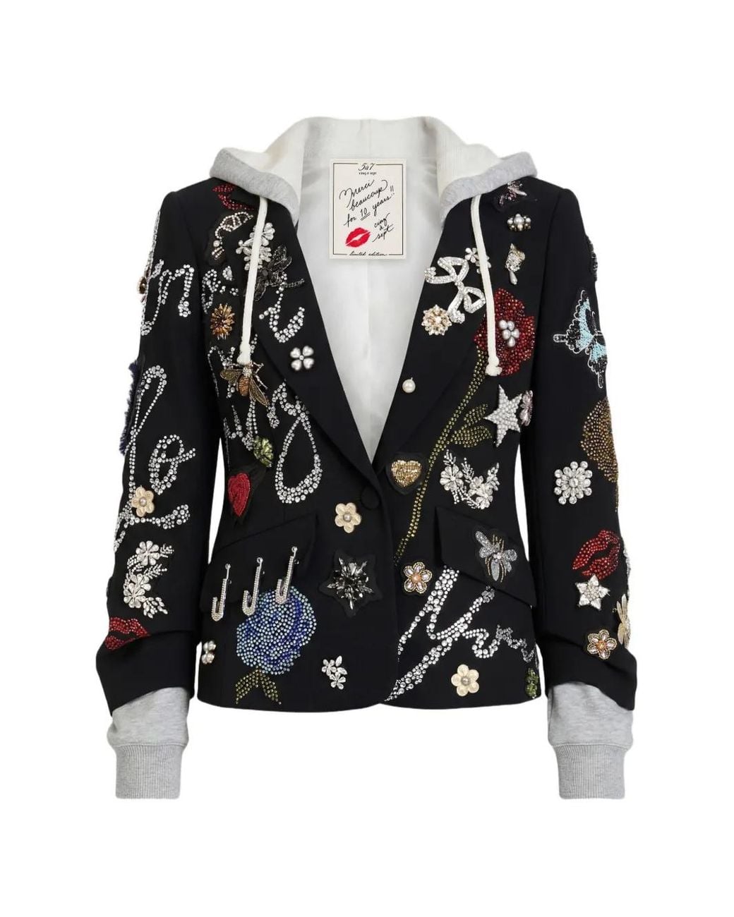 Cinq À Sept Black Khloe Embellished Hooded Blazer
