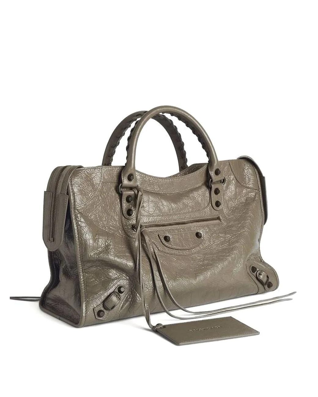 Balenciaga Metallic Medium Le City Cracked-Effect Tote Bag