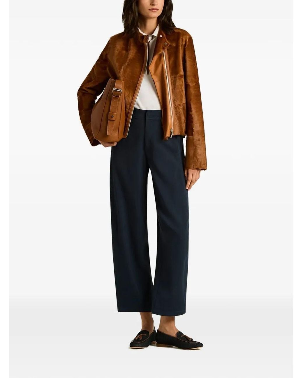 Kiton Brown Asymmetric Lamb Fur Jacket