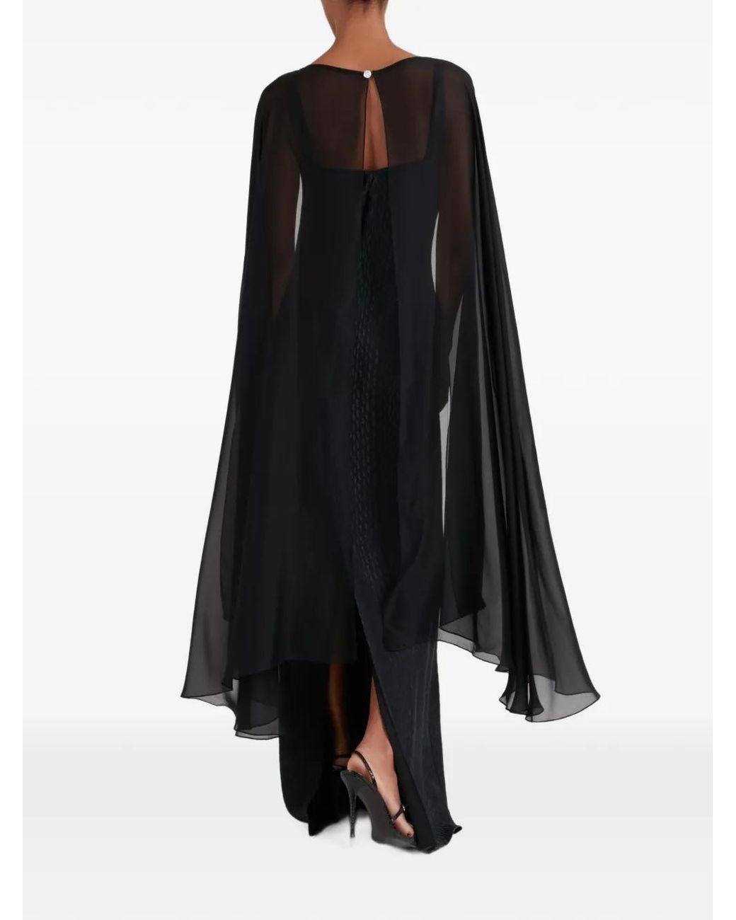 Temperley London Black Robe Longue Pyramus À Ornements En Cristal