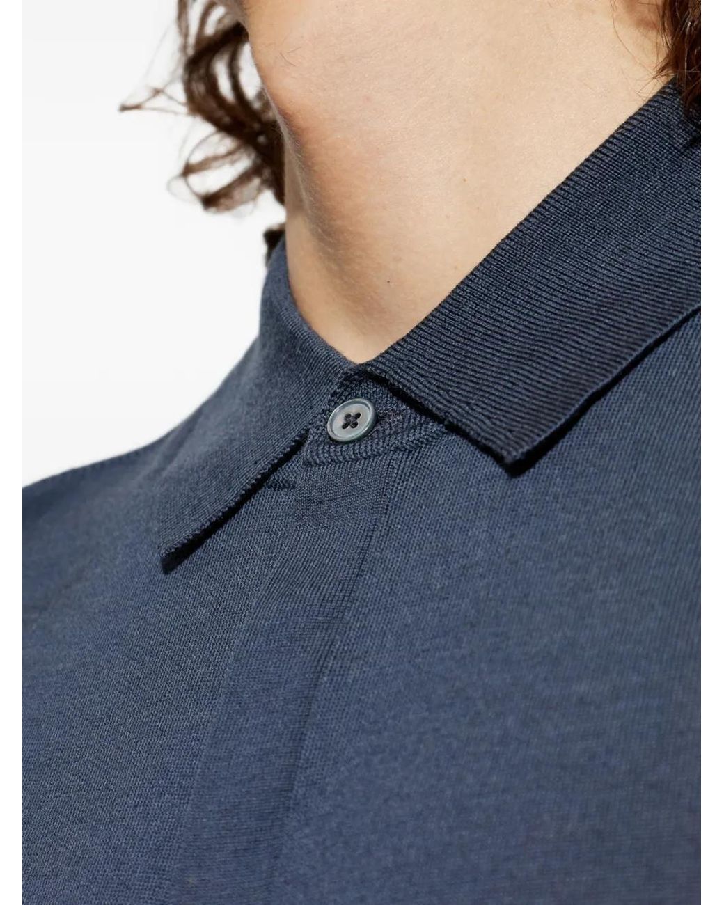 Paul Smith Blue Washable Merino Wool Polo Shirt for men