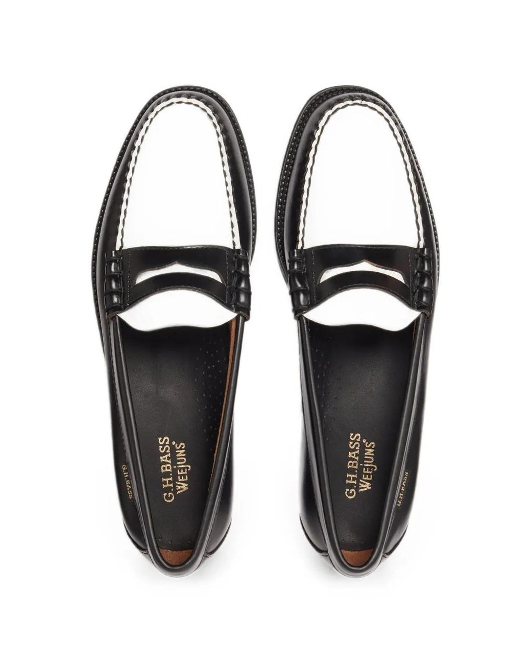 G.H.BASS White Mocassins Larson Flag En Cuir for men