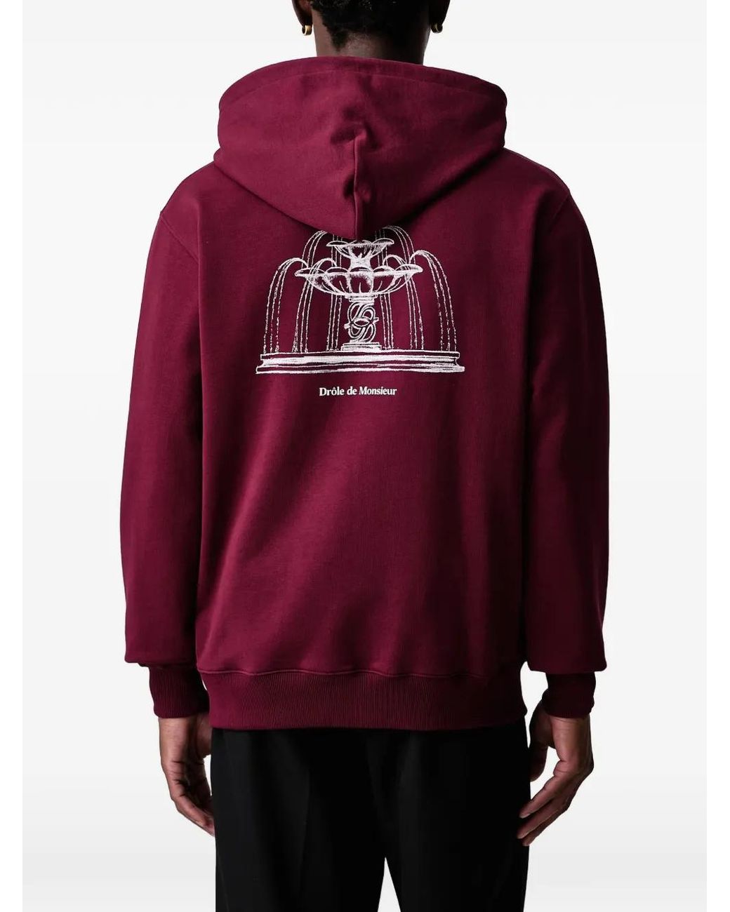 Drole de Monsieur Red Fountain-Print Hoodie for men