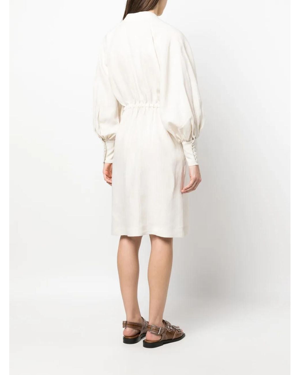 Eleventy White Belted Linen Dress