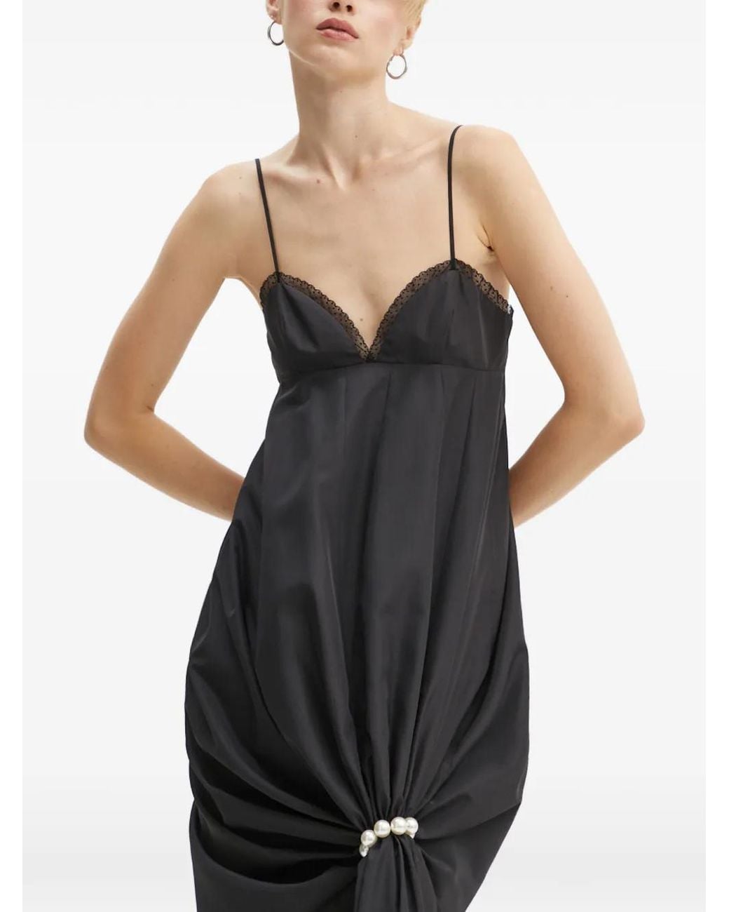 Moschino Black Lace-Detail Midi Dress