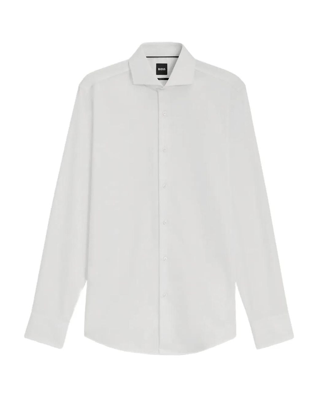 Boss White Long-Sleeve Button-Fastening Shirt for men