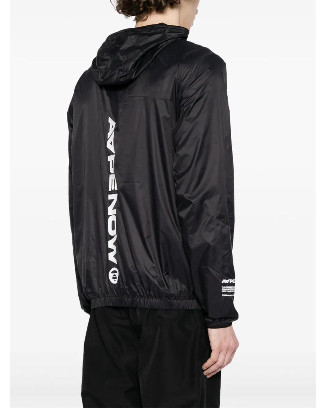 Aape By A Bathing Ape Black Logo-Appliqué Hooded Jacket for men