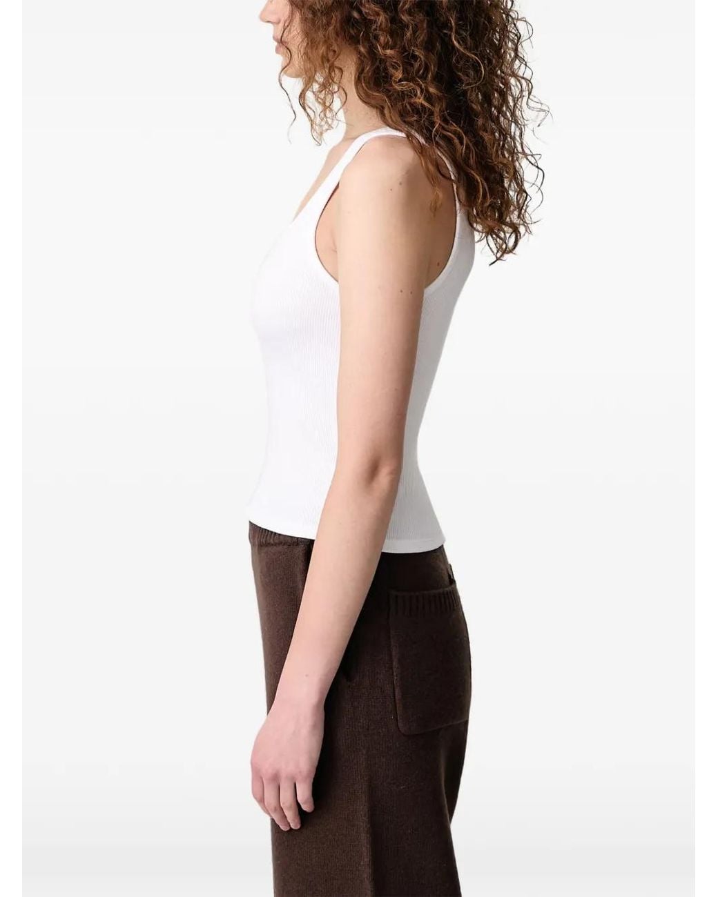 WRSTBHVR White Tilla Ribbed-Knit Tank Top