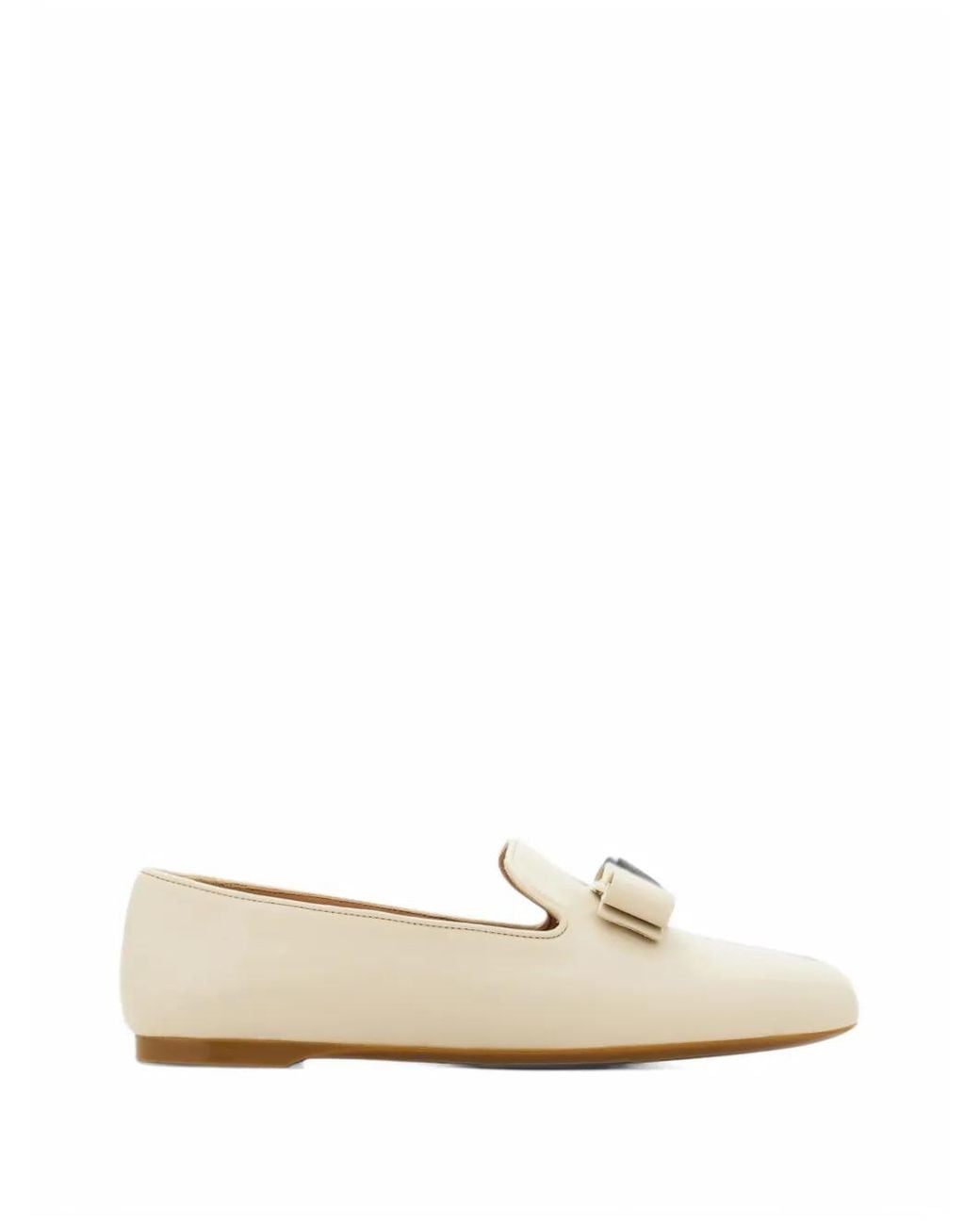 Ferragamo White Vara Bow Loafers