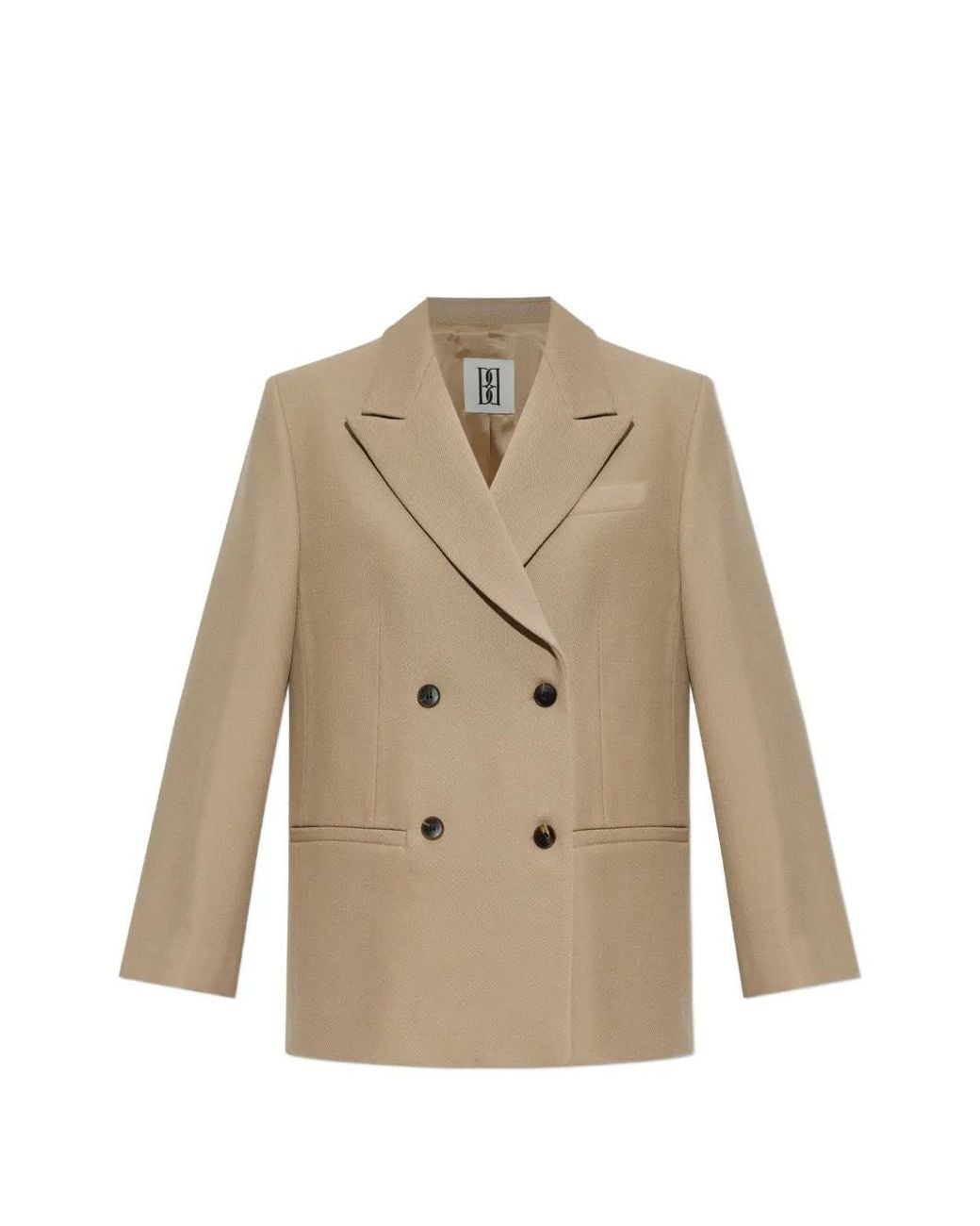 By Malene Birger Natural Ramo Double-Breasted Blazer