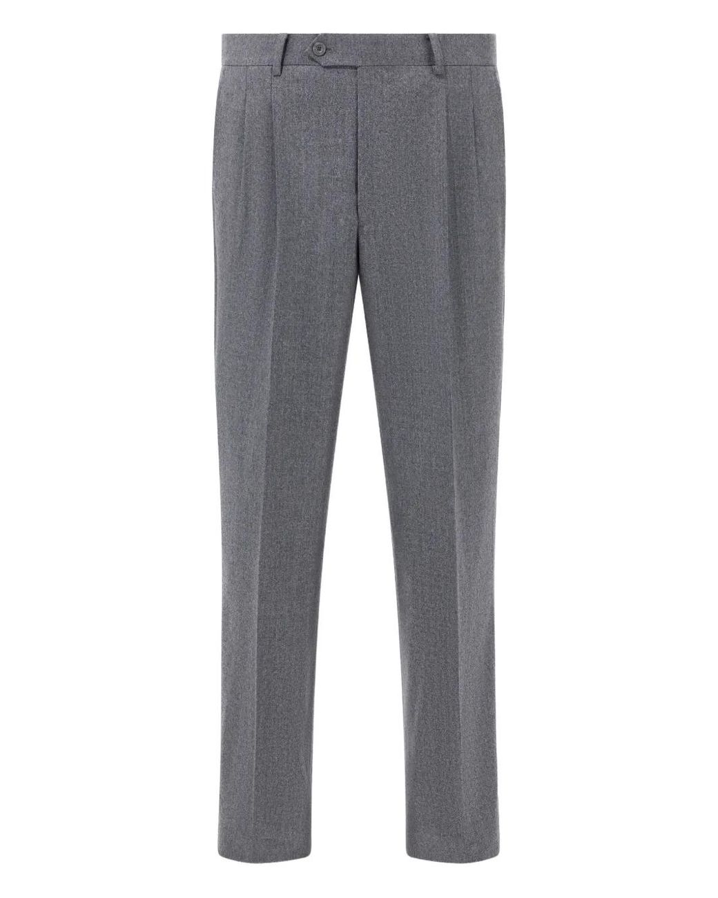 Boggi Gray Mélange-Effect Wool Trousers for men