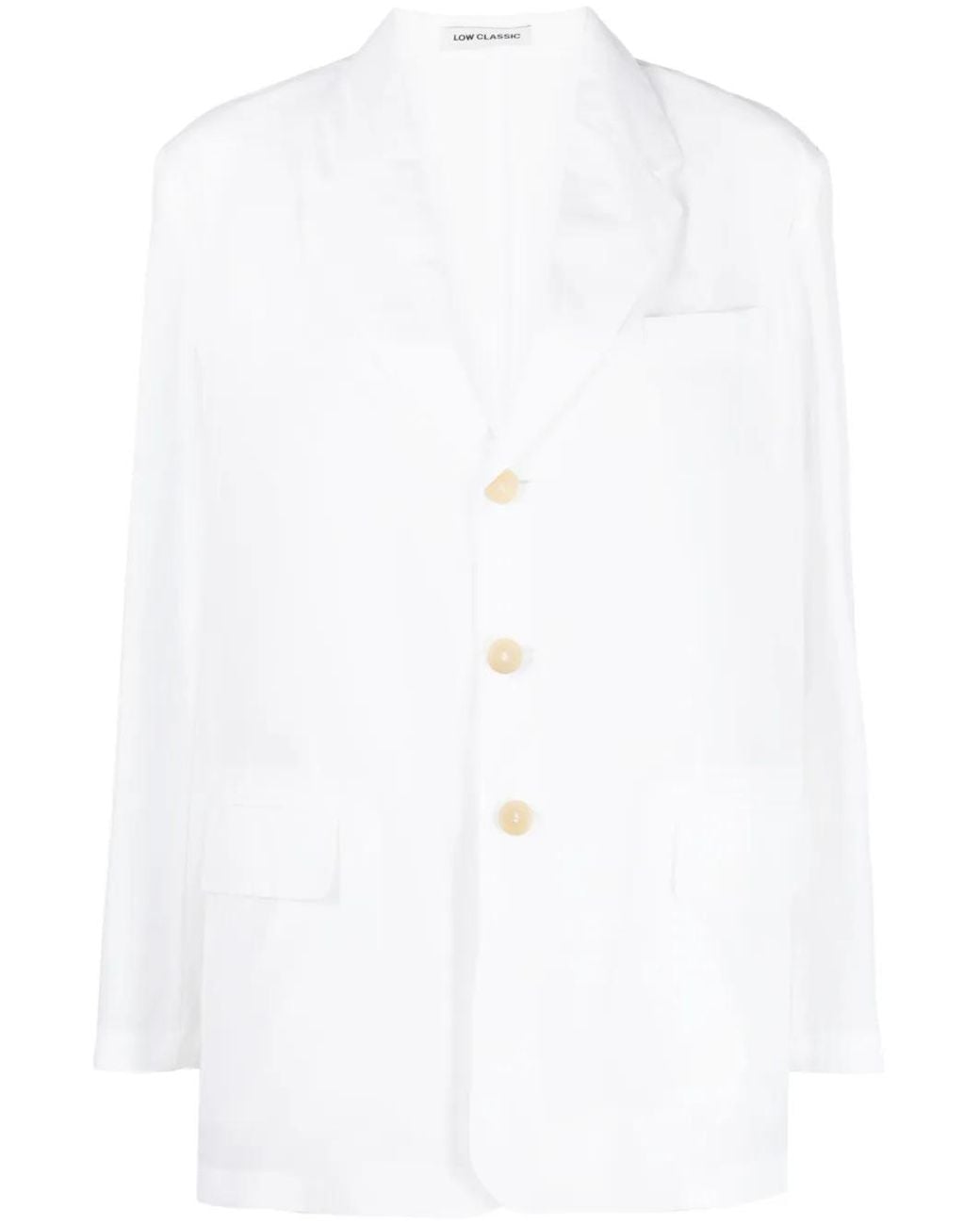Low Classic White Single-Breasted Button Blazer