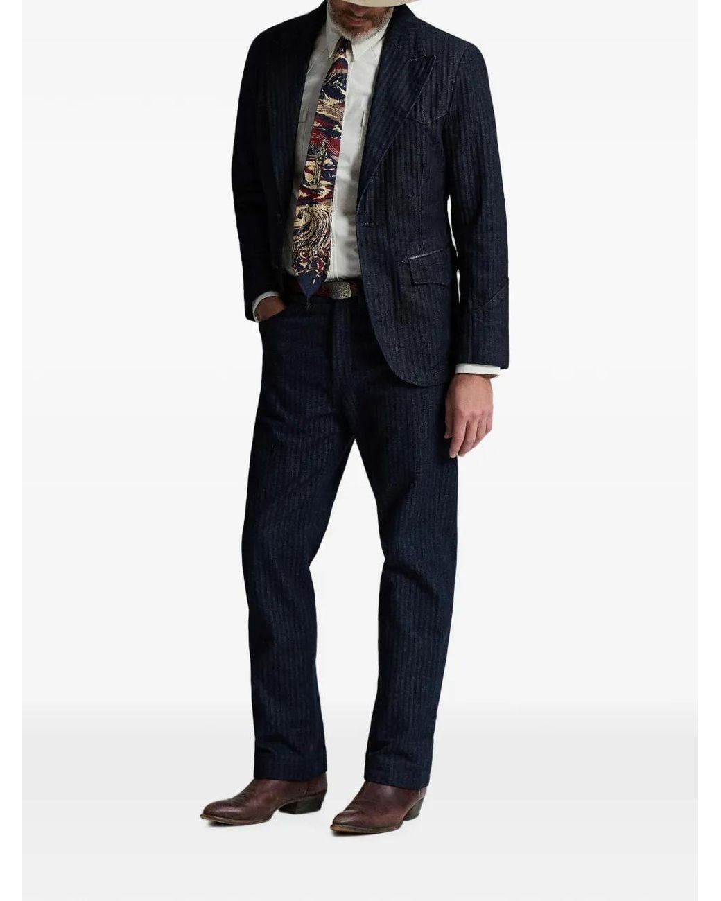 RRL Blue Pinstripe-Pattern Trousers for men