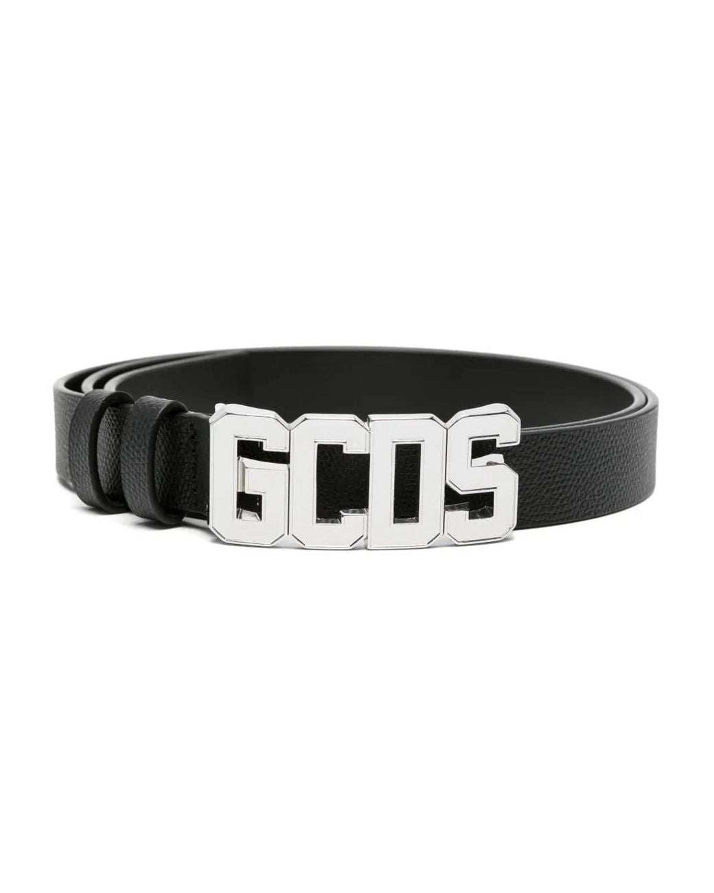 Gcds Black Logo-Buckle Leather Belt